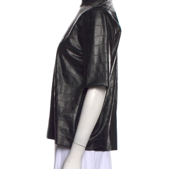 Nanushka Leather Mock Neck Short Sleeve Top - Picture 6 of 7